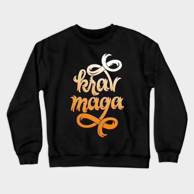 Krav Maga Jagged Script Orange Crewneck Sweatshirt by polliadesign